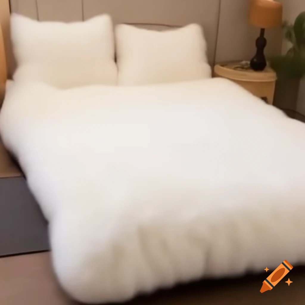 Giant soft fluffy white fox fur bed cover