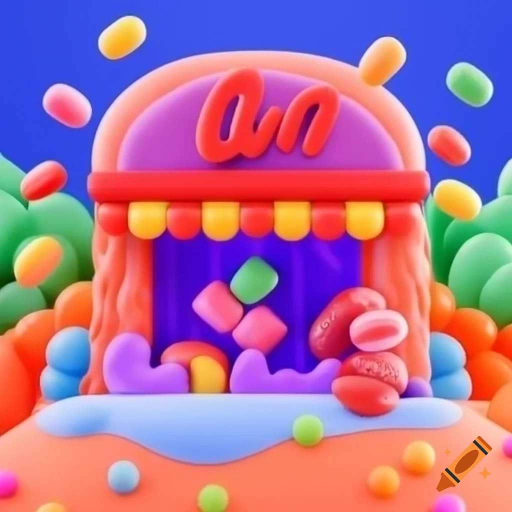 Logo for Kim Candy Cave featuring colorful candy motifs