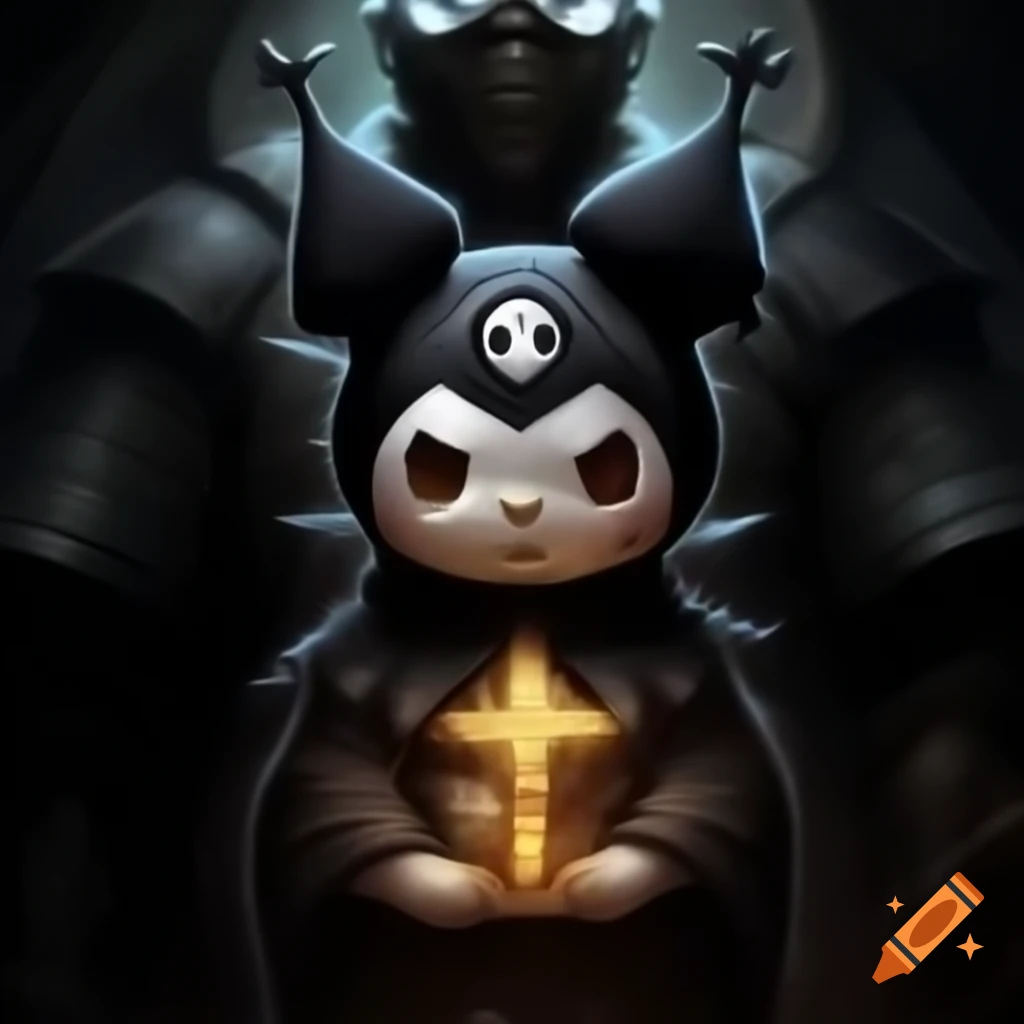 Kuromi in dark attire casting shadow spell to heal creatures