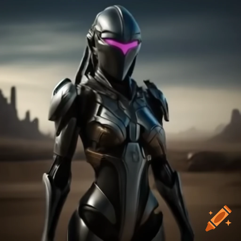 Futuristic knight in a wasteland setting