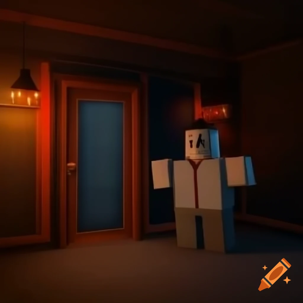 Roblox horror game set in wooden hotel with doors