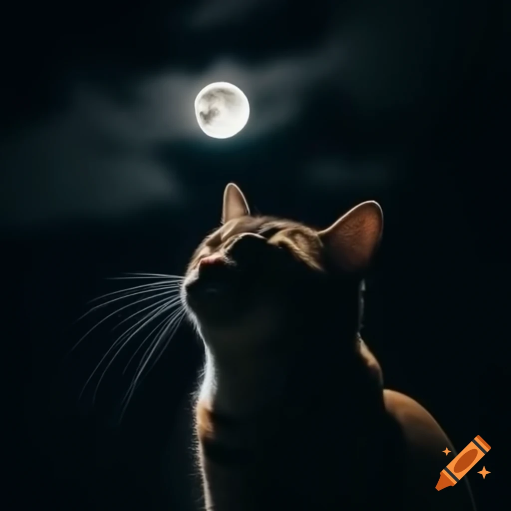 Cat silhouette against moonlight