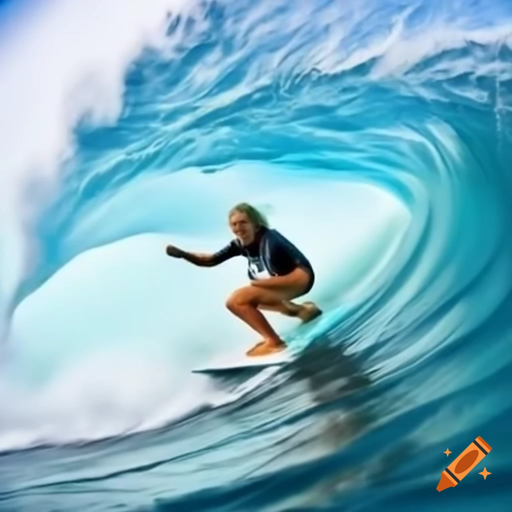 Aryna Sabalenka surfing a wave