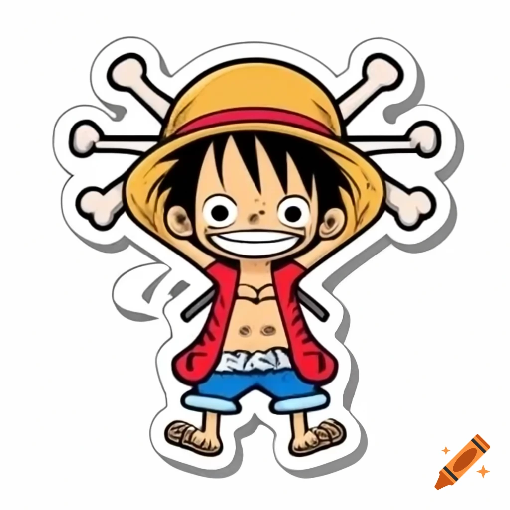 One Piece themed sticker featuring iconic characters