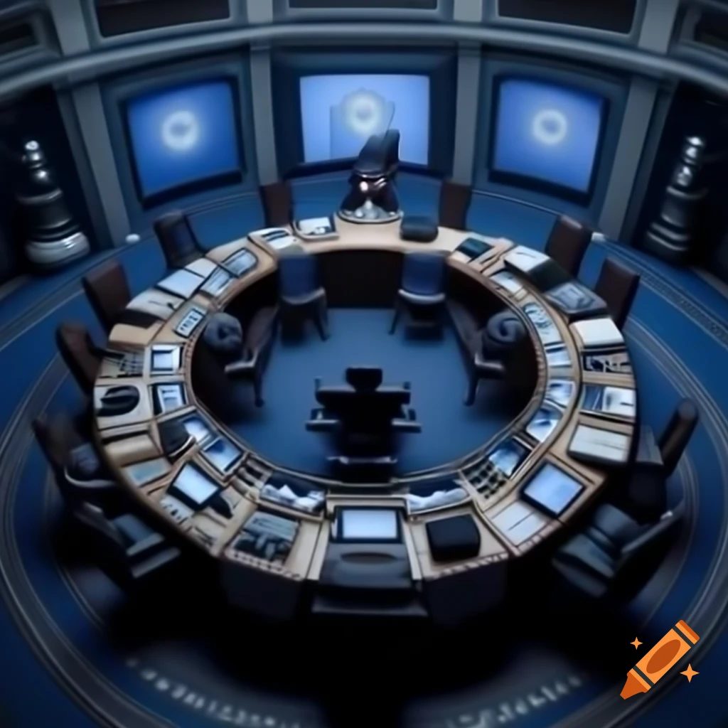 Hyper-realistic portrait of the Oval Office styled with Star Wars elements and electronic devices