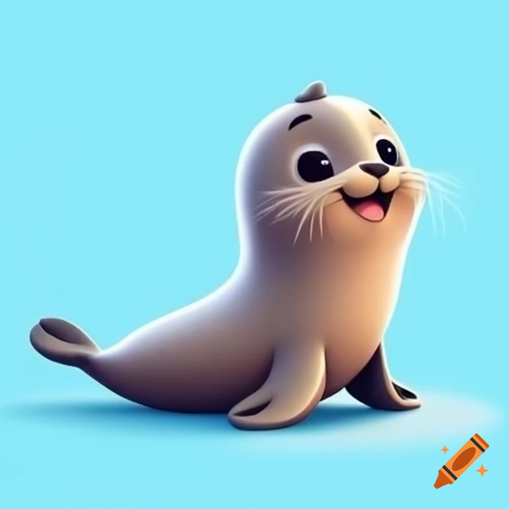Charming cartoon seal with playful smile