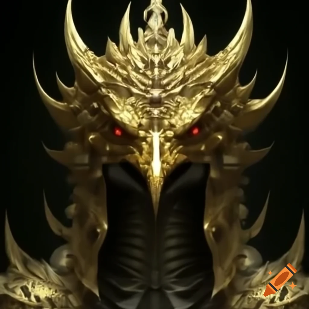 Golden helmet shaped like mythical bird with intricate crown design
