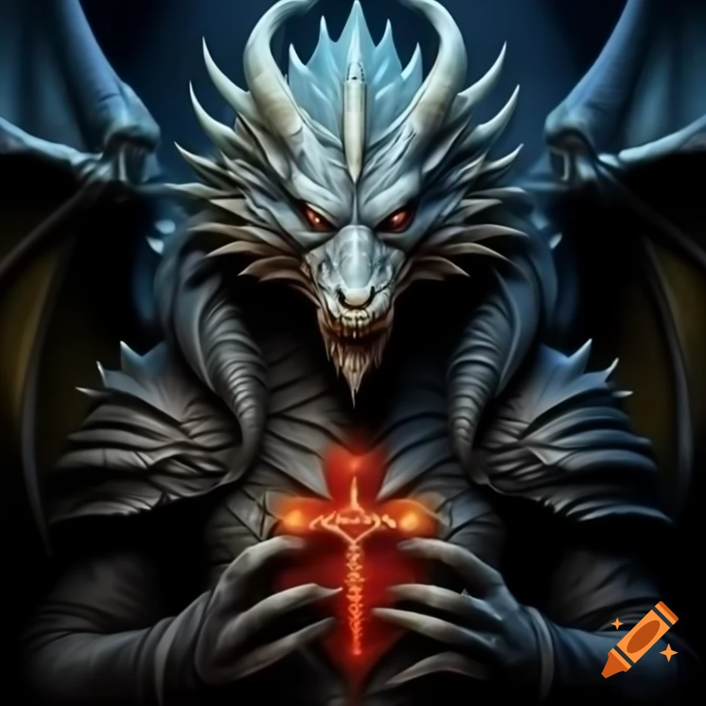 Gothic dragon design featuring a cross as its heart