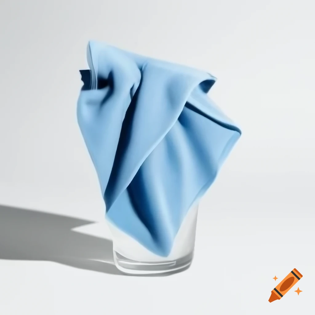 Light blue microfiber cloth draped over clean glass showing shine