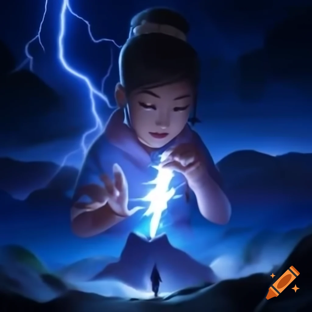 Symbolic representation of Cordillera idol harnessing lightning power in energy industry