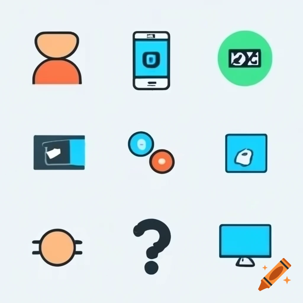 Vector set of flat icons for mobile app featuring modern shapes and