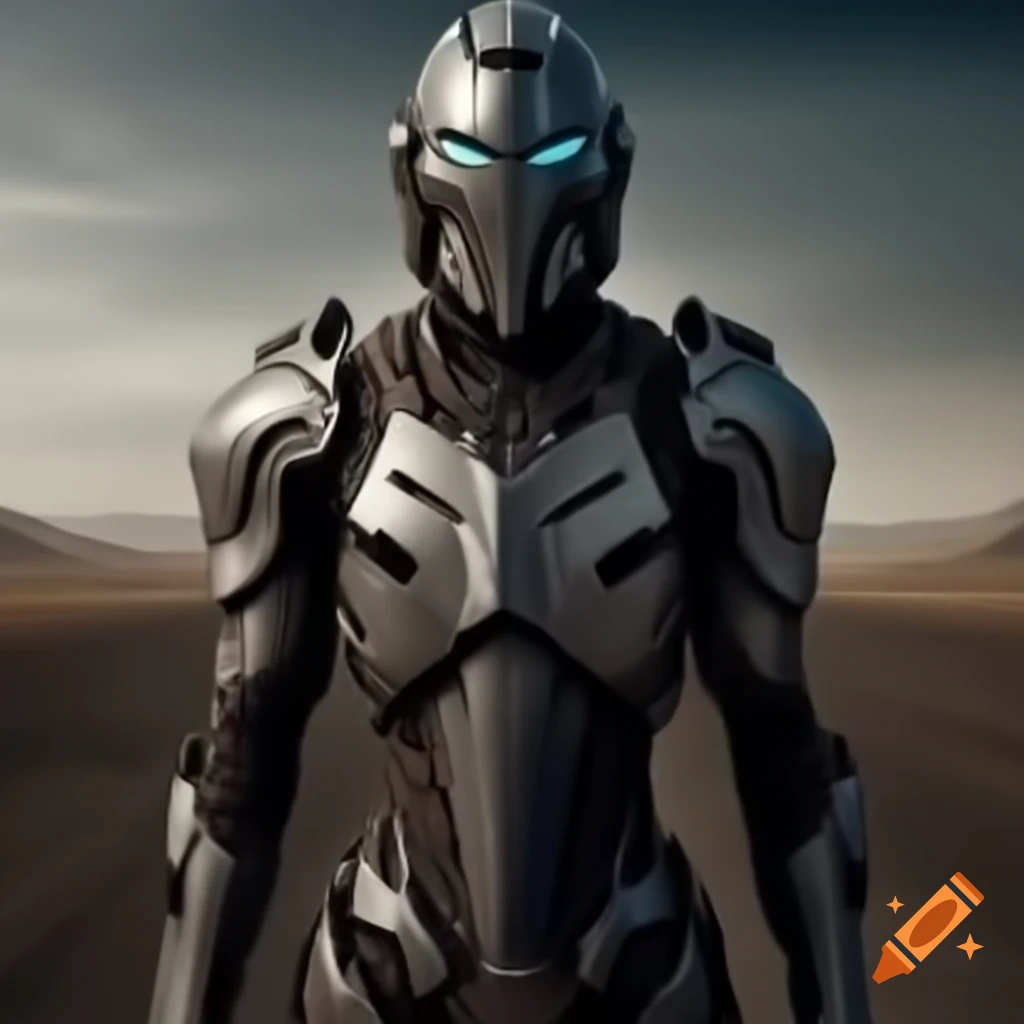 Futuristic knight in a wasteland setting