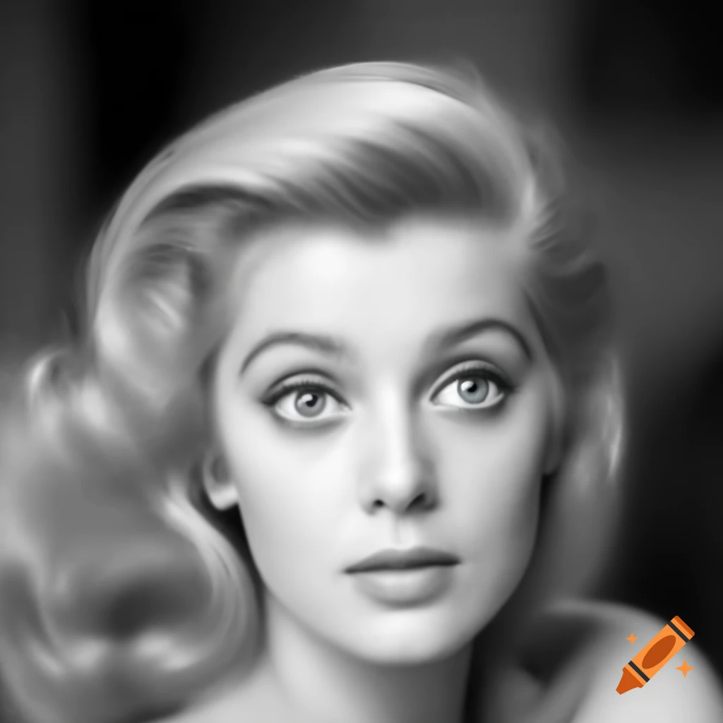 Hyper-realistic vintage photograph of charming European actress from 1963
