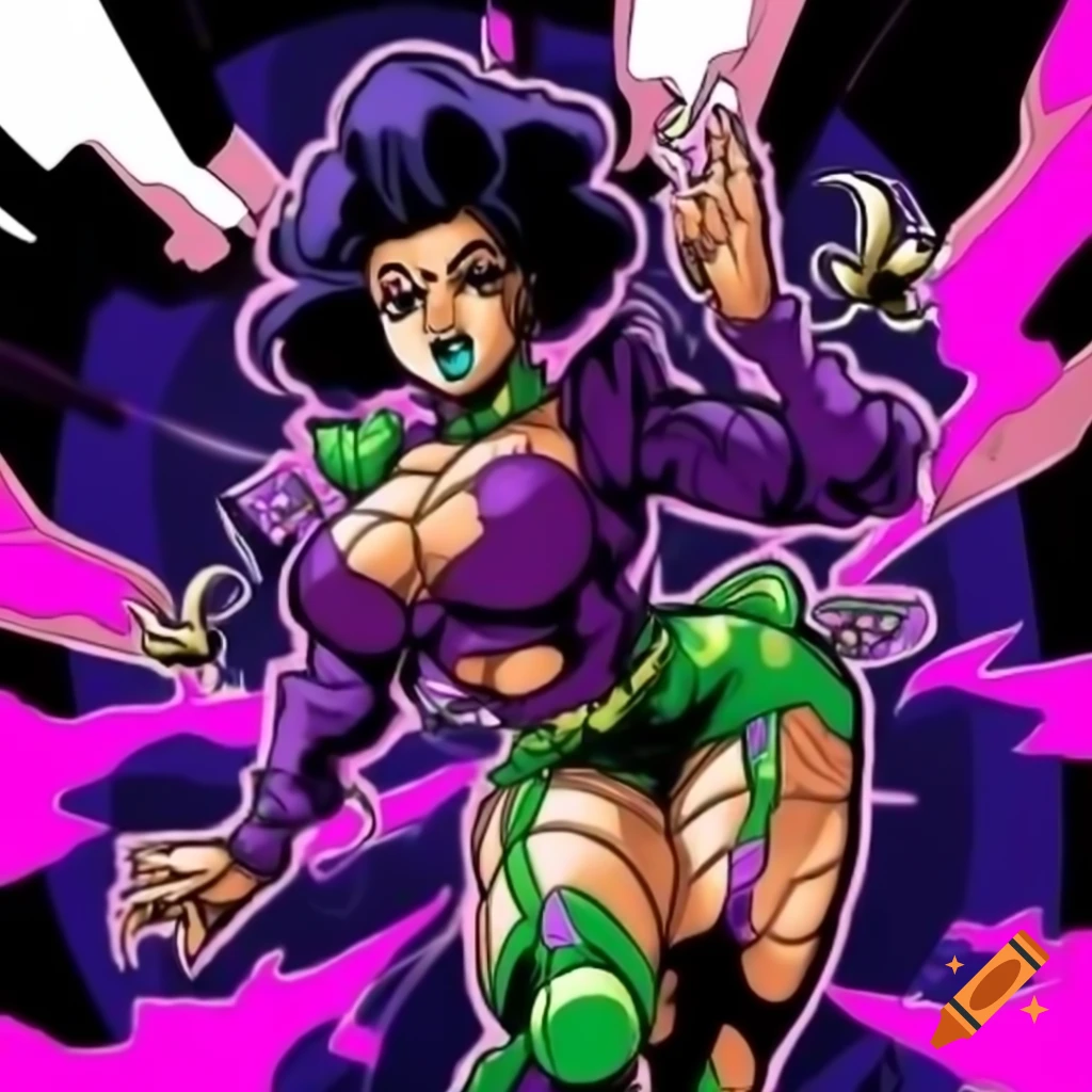 African girl illustrated in JoJo's Bizarre Adventure artistic style