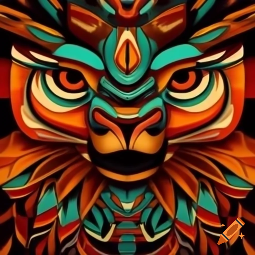 Totem art featuring a lion design