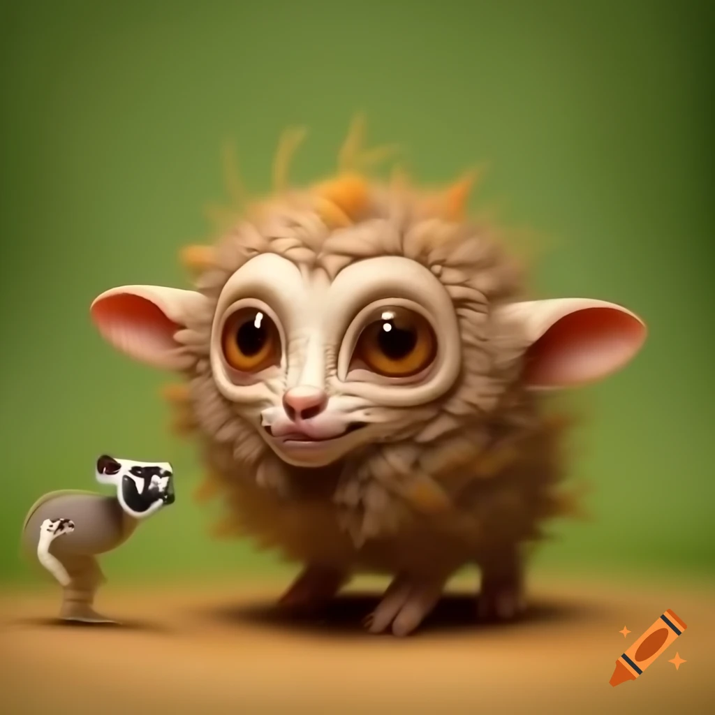 Realistic hybrid creature resembling goat, lemur, and giraffe ossicones