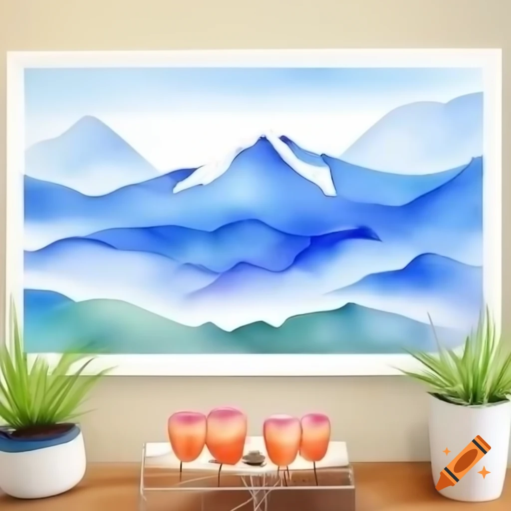Montain landscape in Wii Party style, 16:9 aspect ratio
