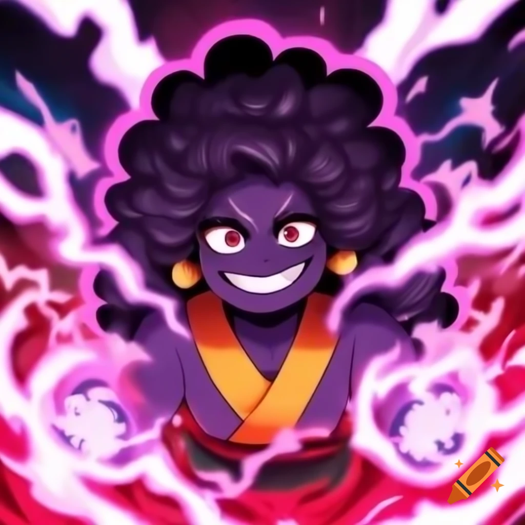 Demon slayer anime inspired male african american character with dark