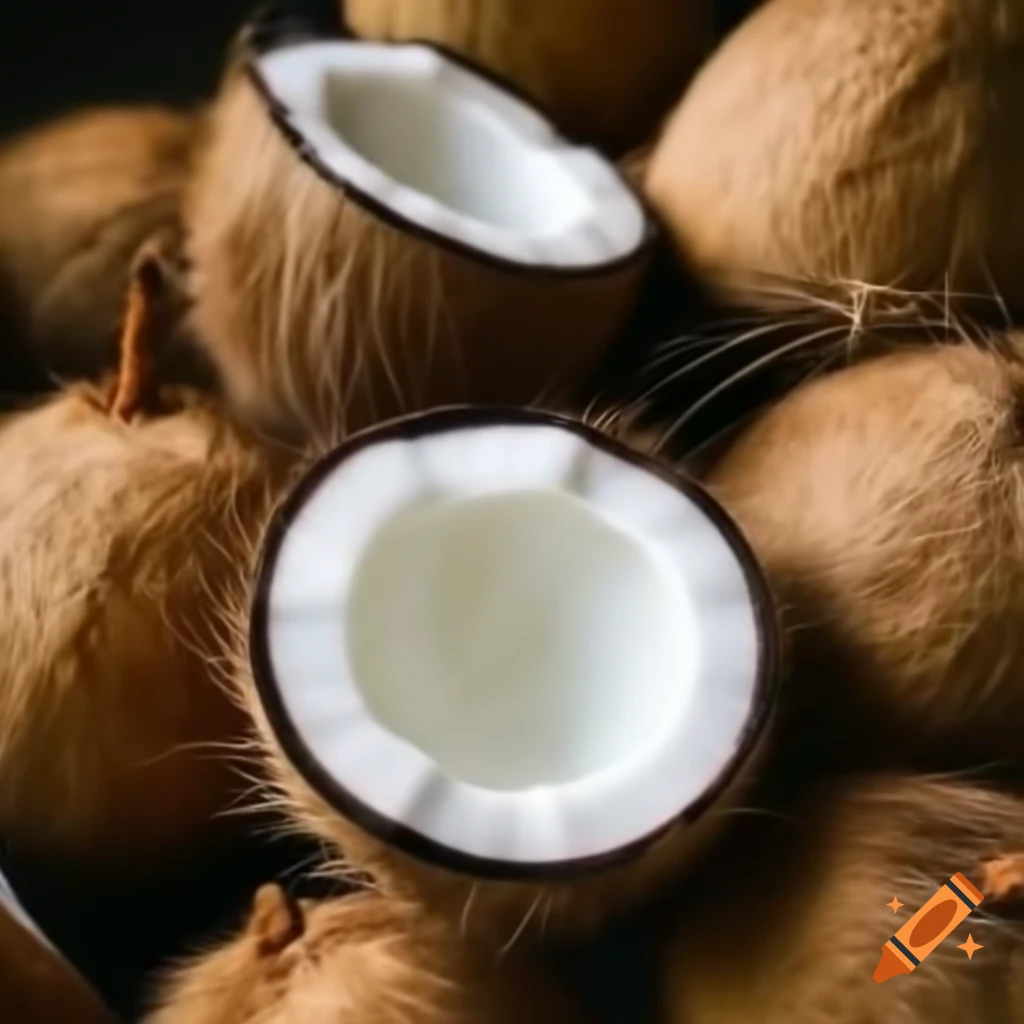 Halved coconuts showcasing the delicious interior