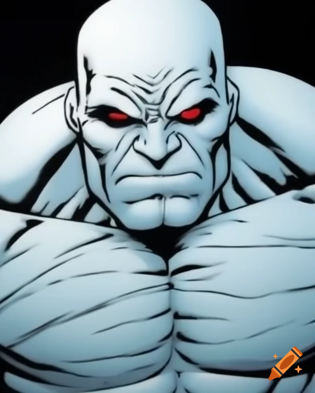 Comic panel featuring muscular white cyclops with a single red eye on