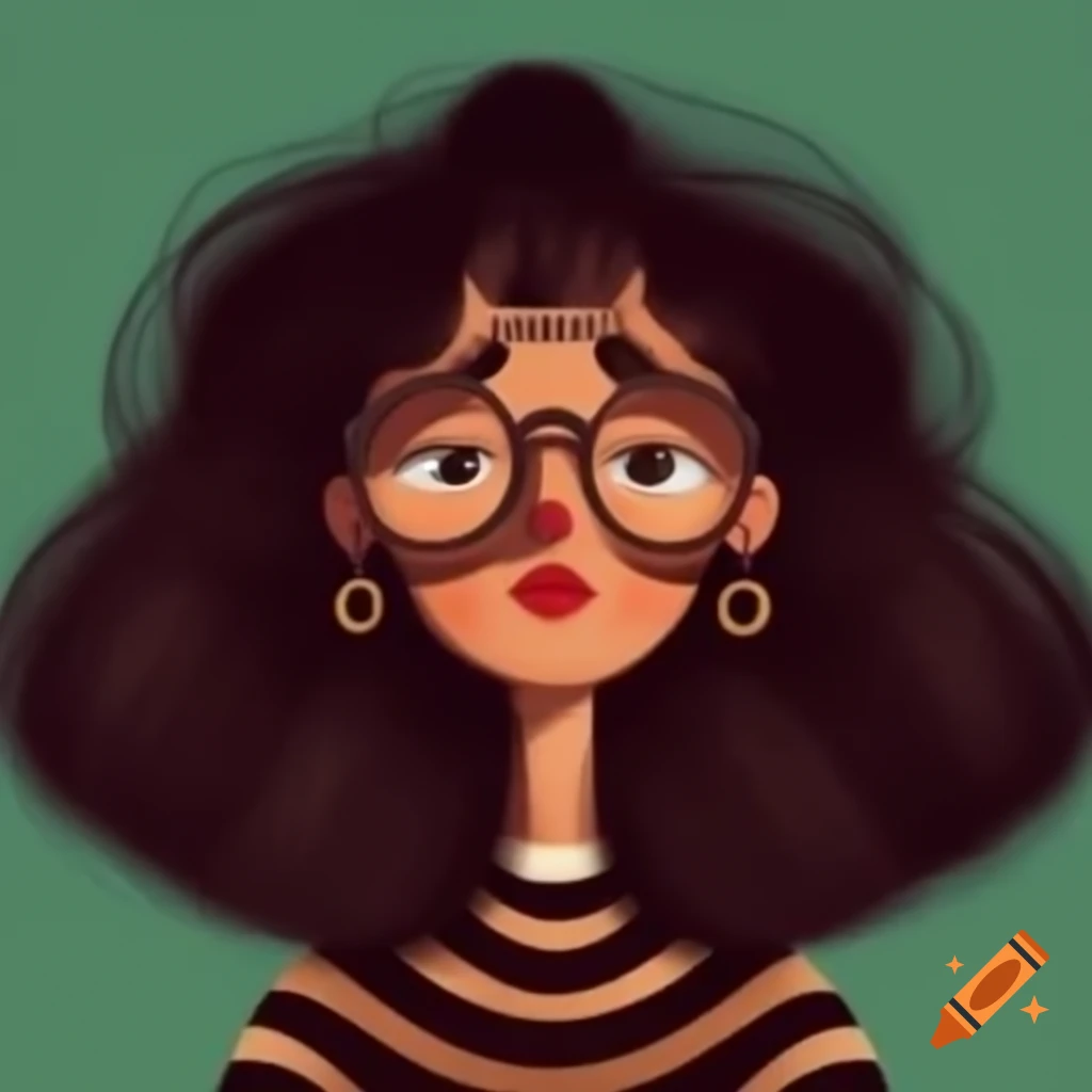 Portrait of a young woman with wavy chestnut hair and octagonal glasses holding a book