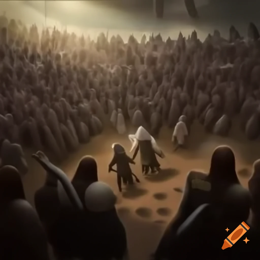 Crowd of people dancing wildly in expansive outer space