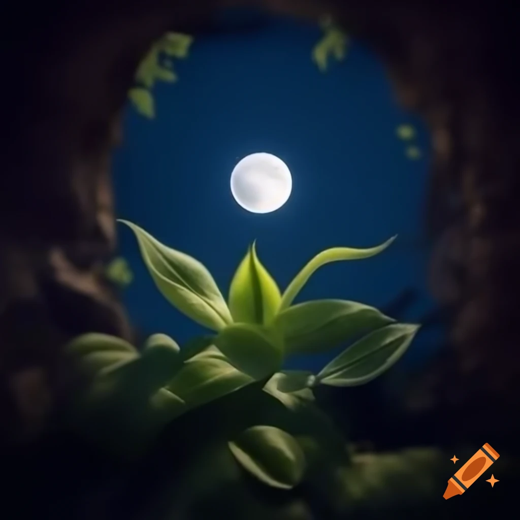 Plant growing on the moon's surface