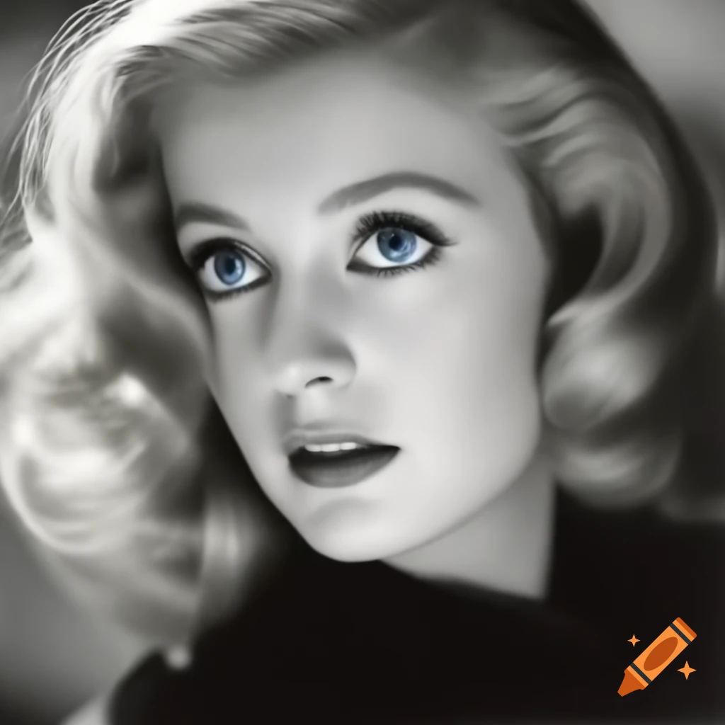 Hyper-realistic vintage photograph of beautiful European actress from 1963