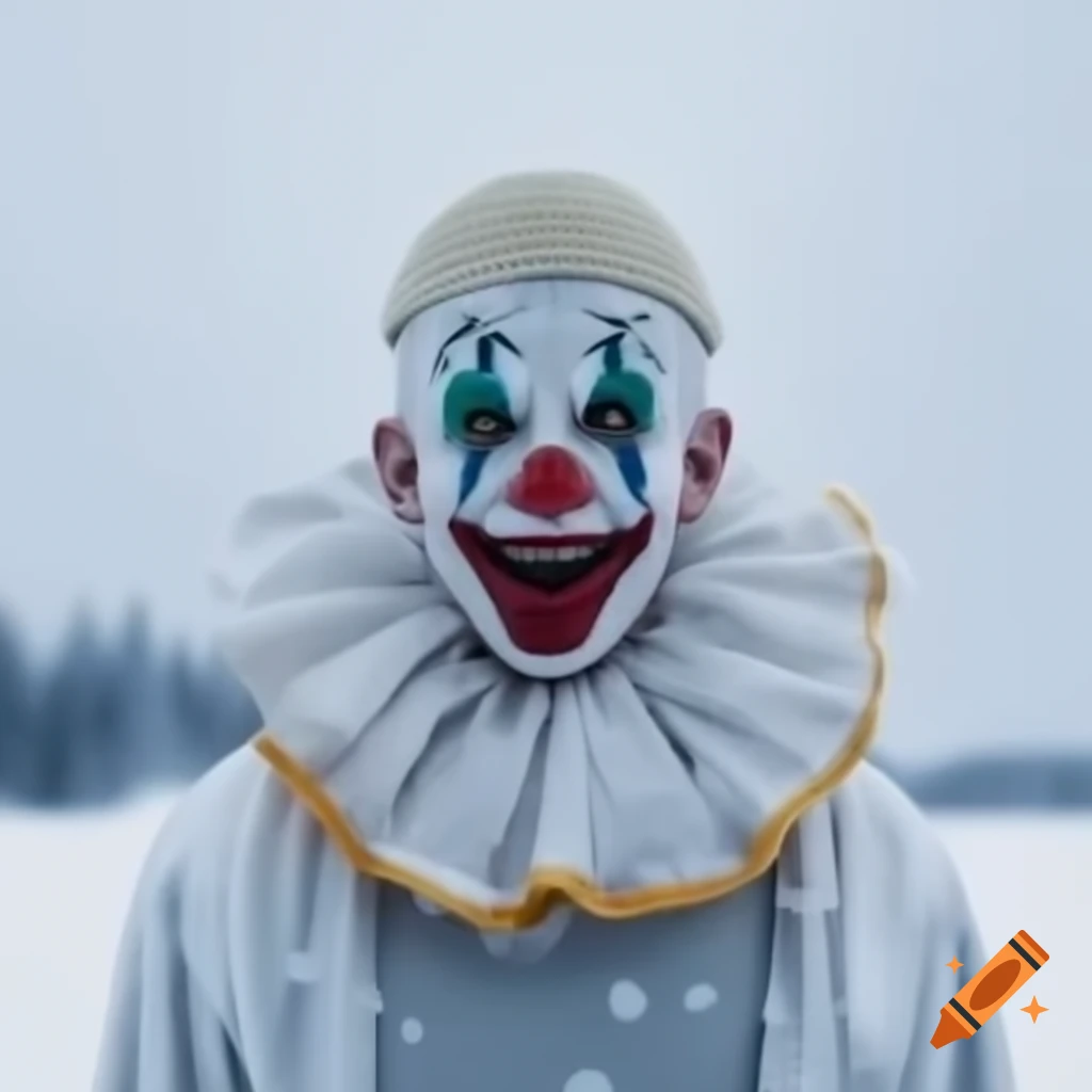Clown in a snowy landscape