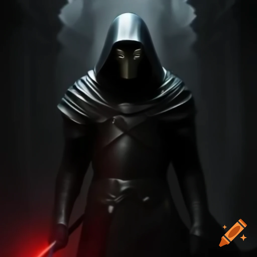 Menacing bald Sith Lord in dark clothing with long black beard on Craiyon