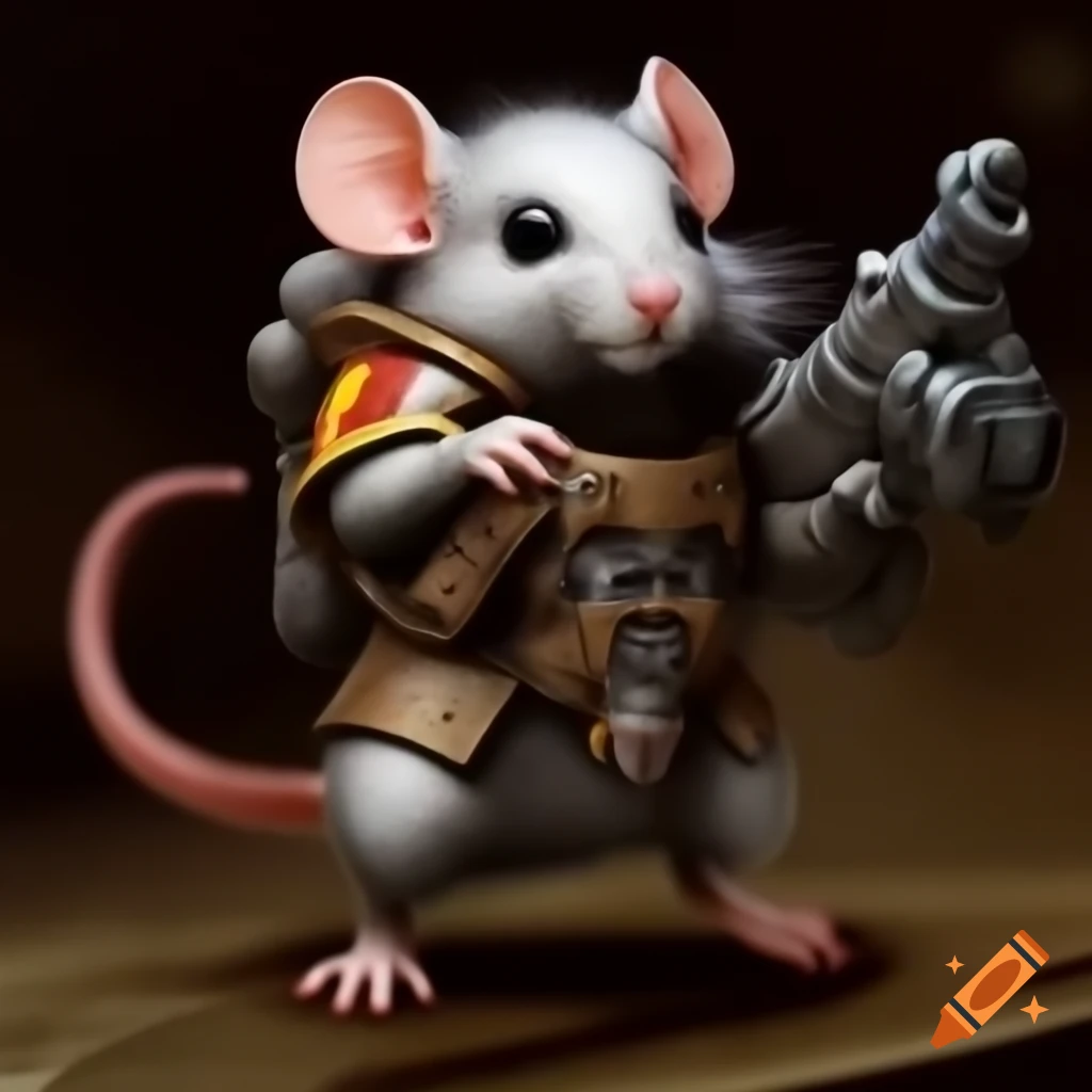 Battle mouse styled as a spacemarine from Warhammer 40k