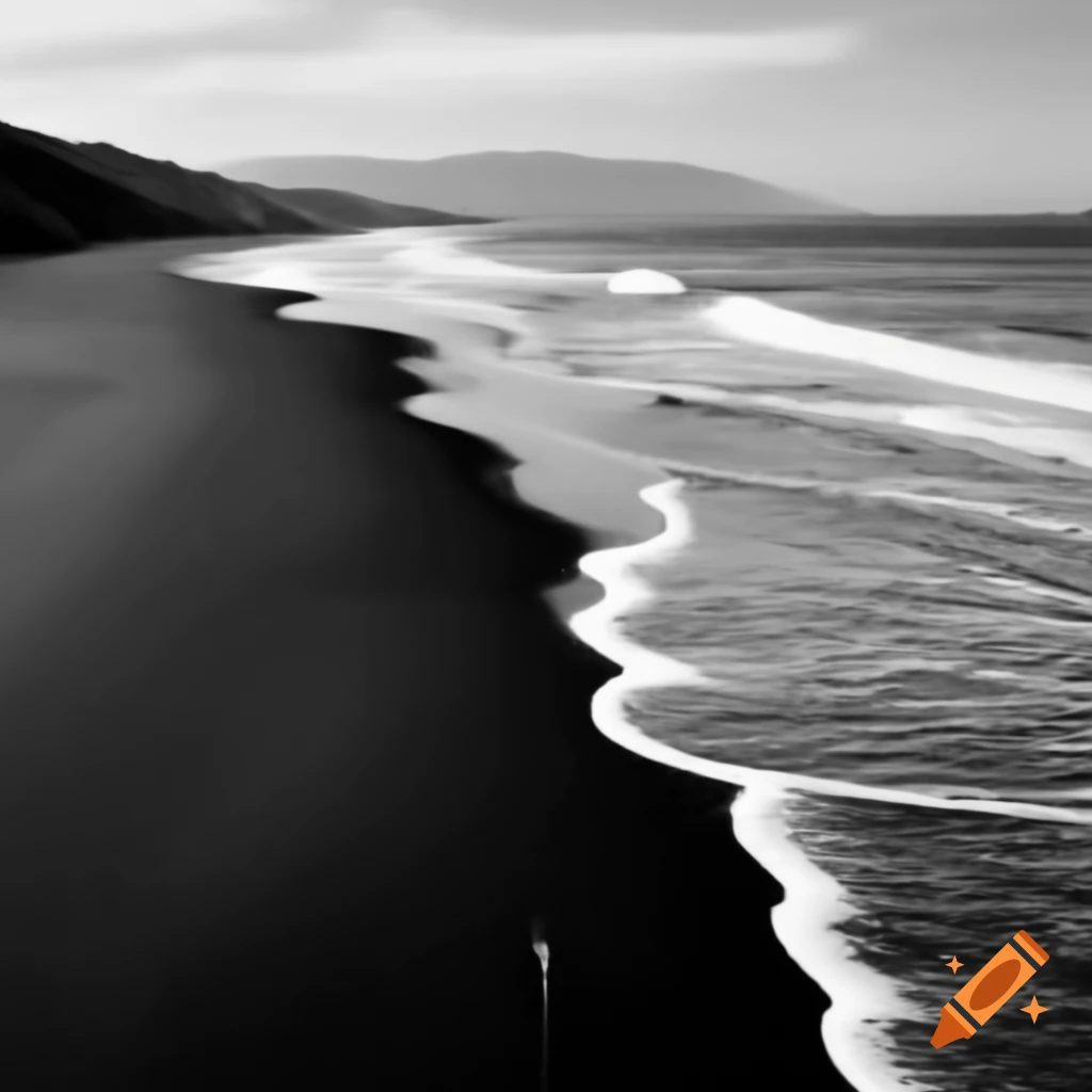 Black sand beach with scenic views