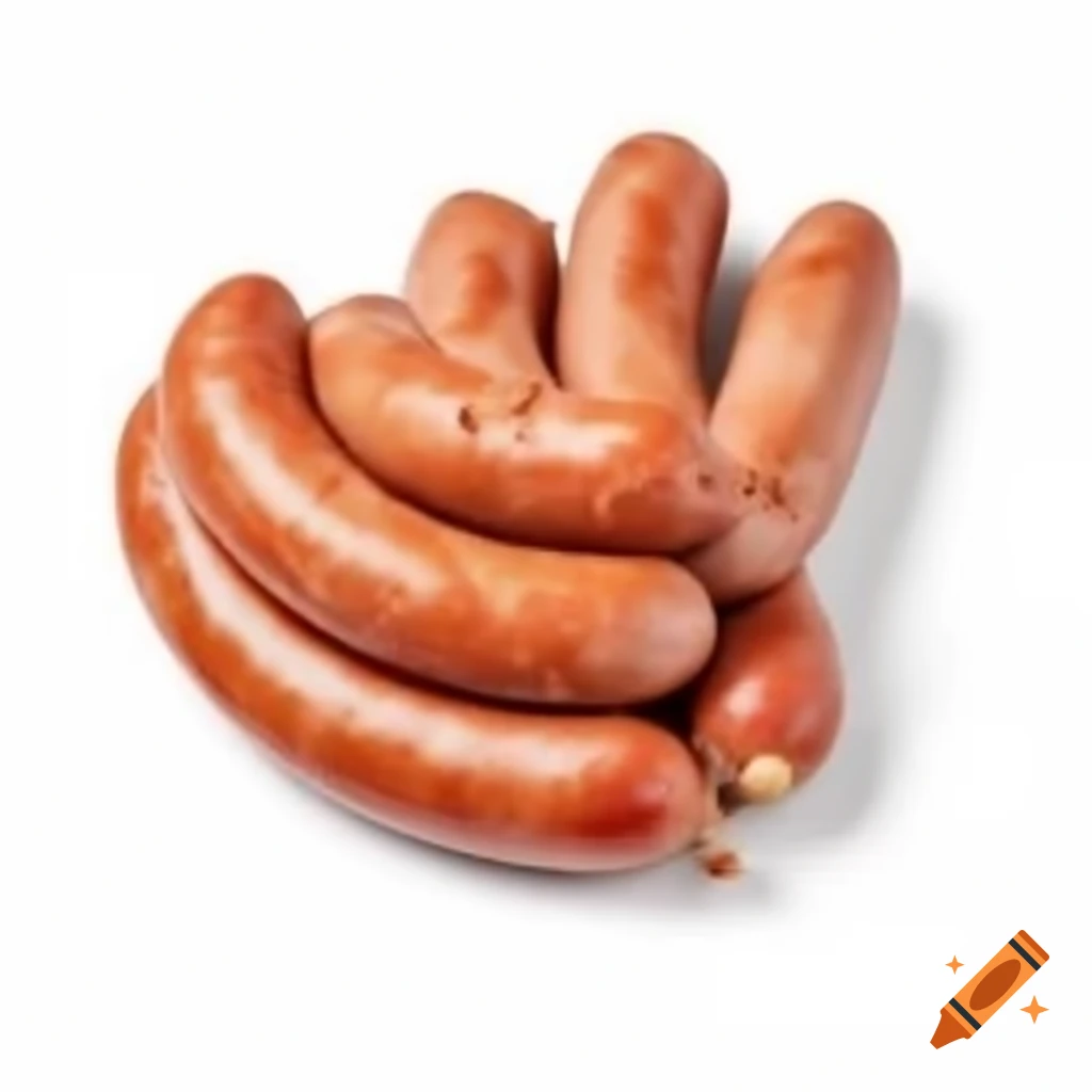 Sausages on white background