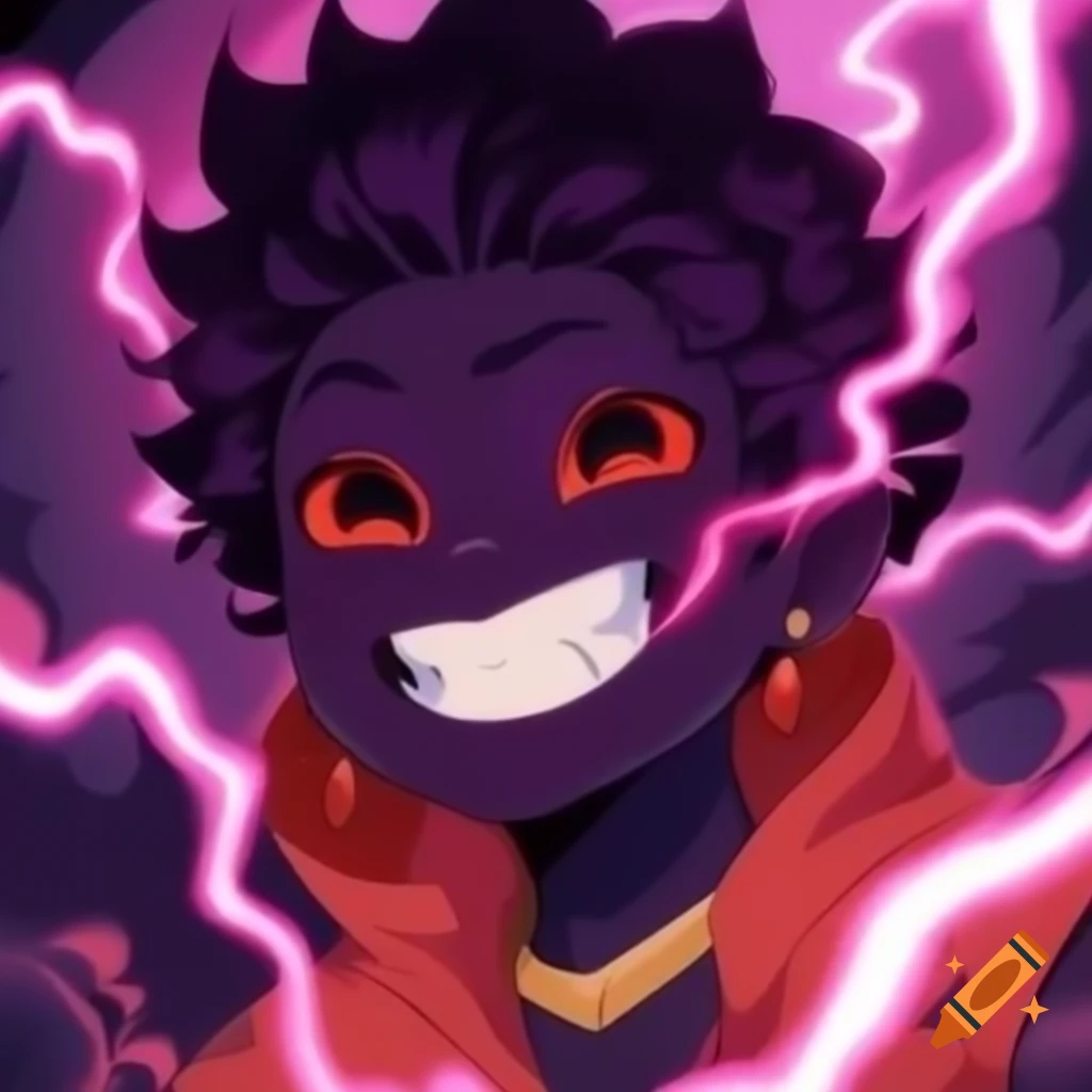Demon slayer anime inspired male african american character with dark