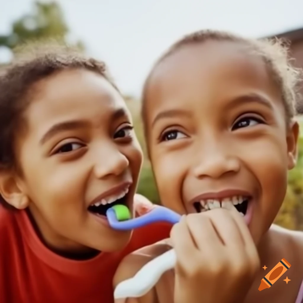 Children brushing their teeth