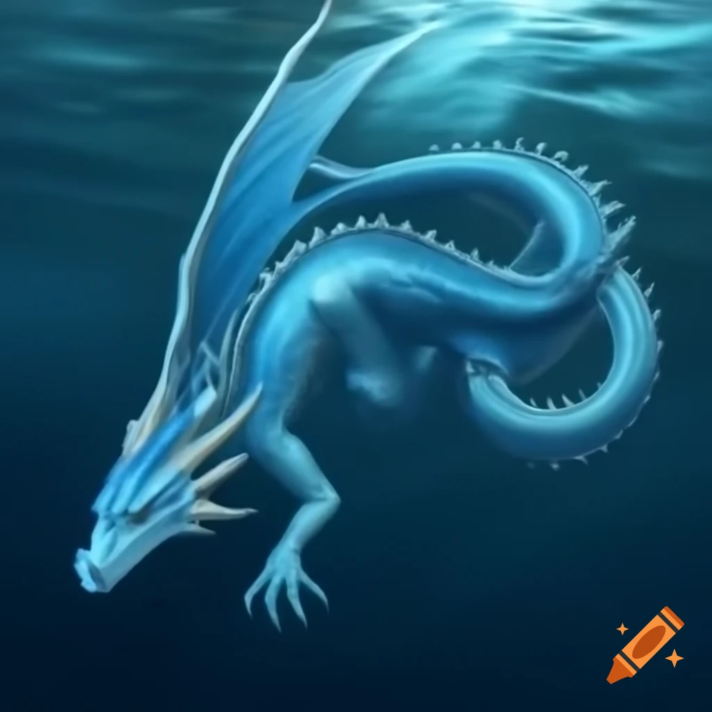 Blue dragon swimming in water