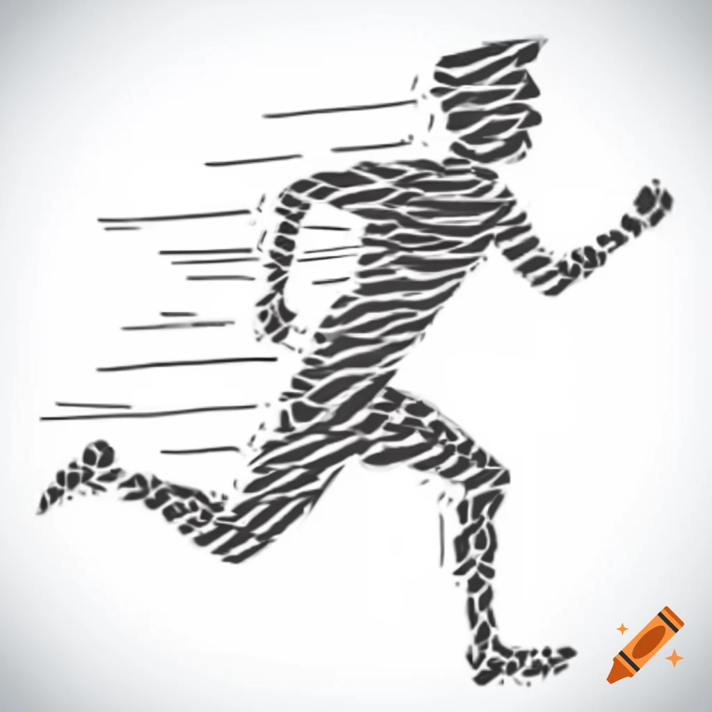 Vector illustration of running man silhouettes in pattern drawing
