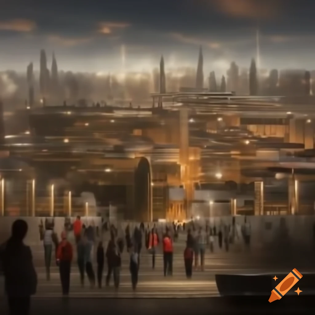Artistic representation of future city designs and cultural elements on ...