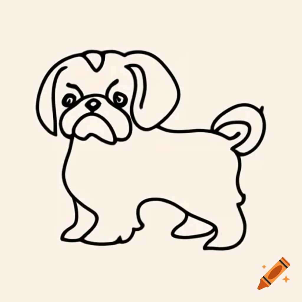 Single line drawing of Shih Tzu in Picasso style