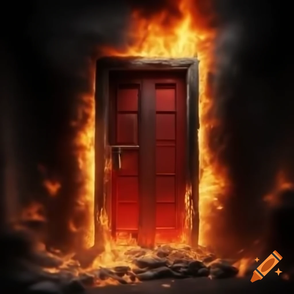 Burning door representing hell