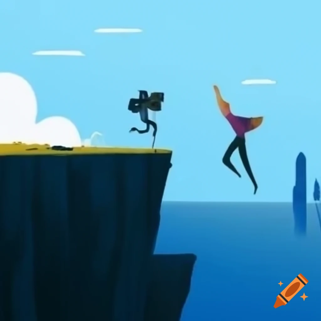 Person throwing computer off cliff