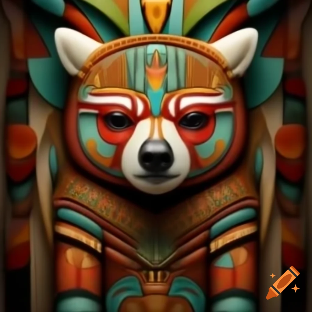 Colorful totem bear art design