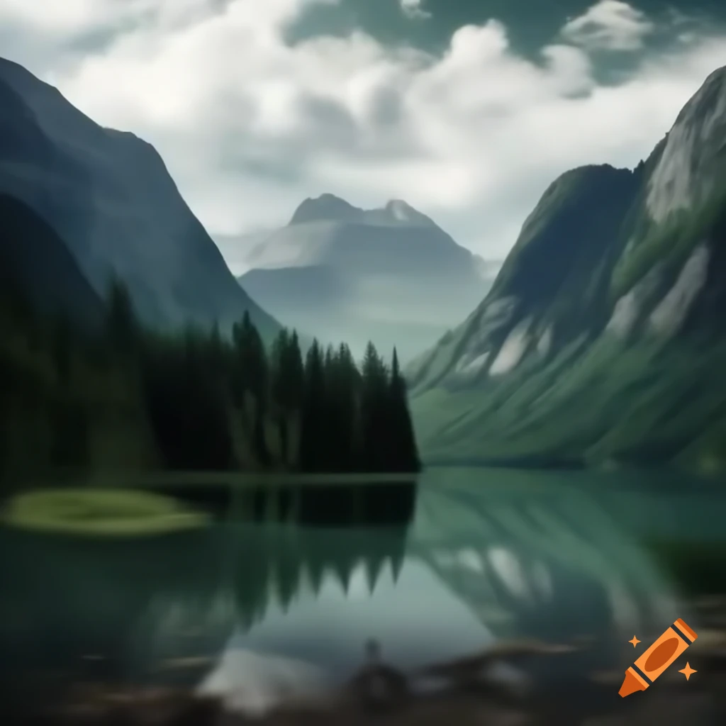 Series of nature photos featuring forests, lakes, and mountains with moving effects