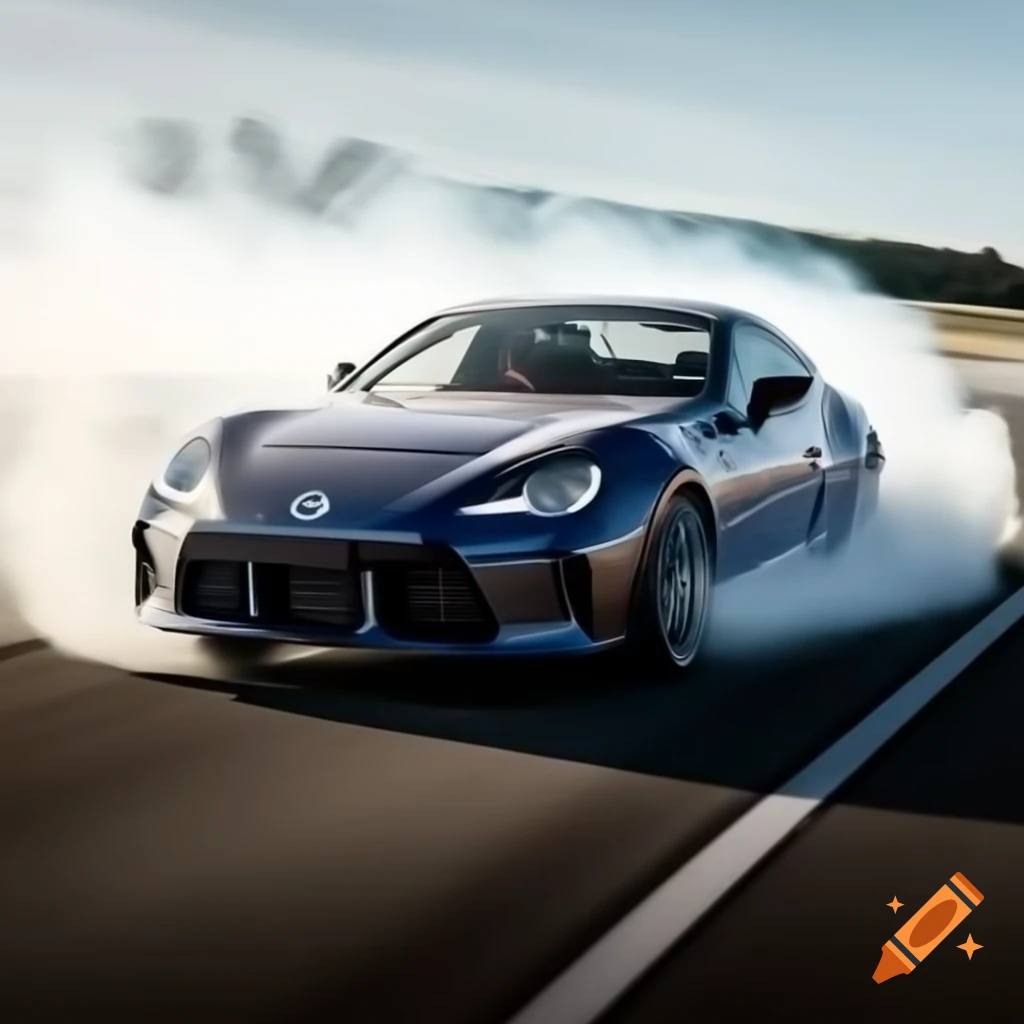 2023 Toyota GR86 car in motion with smoke on racetrack