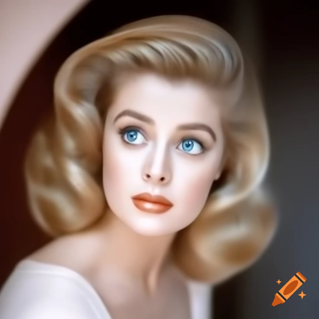 Hyper-realistic photograph of beautiful European actress from 1963