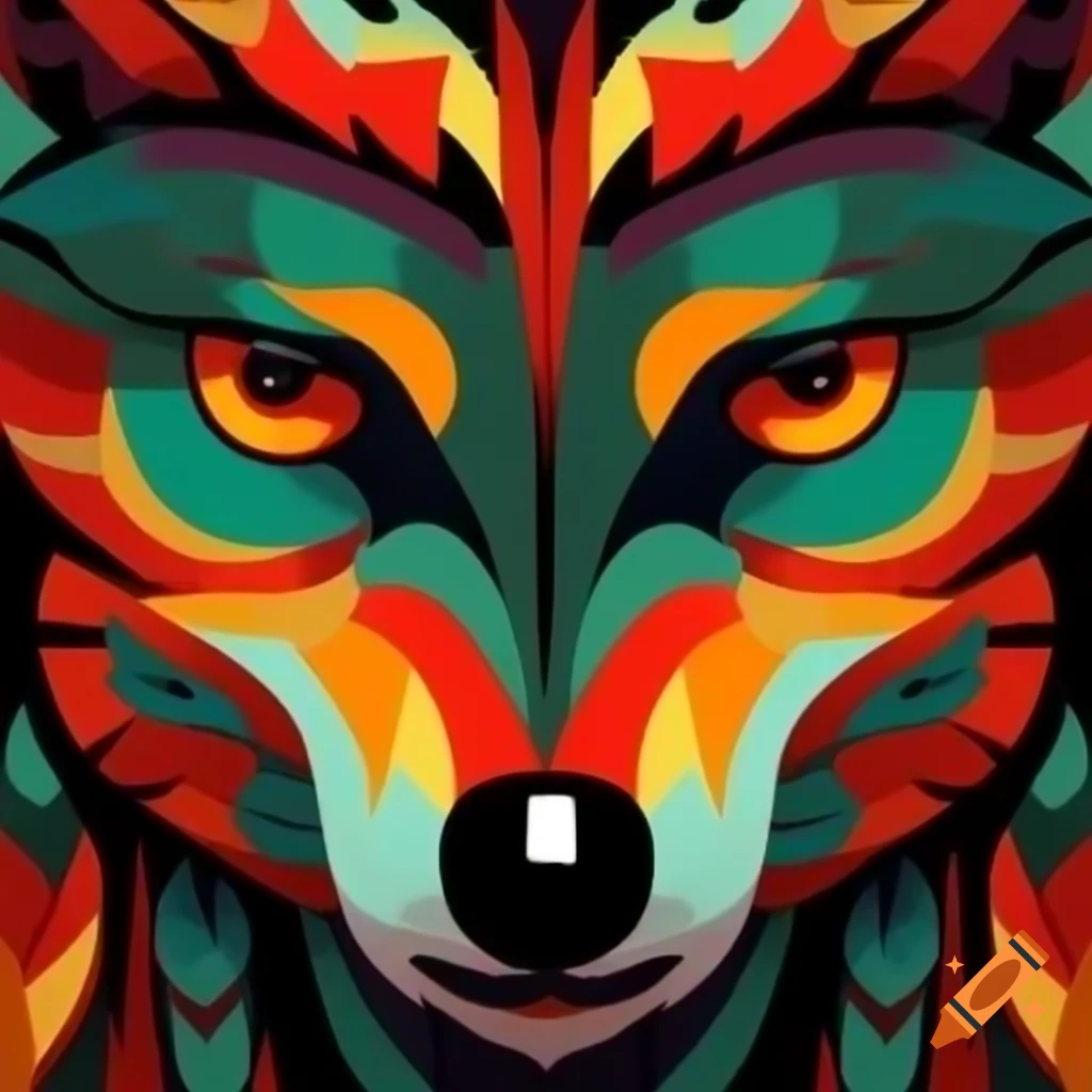 Totem wolf art design