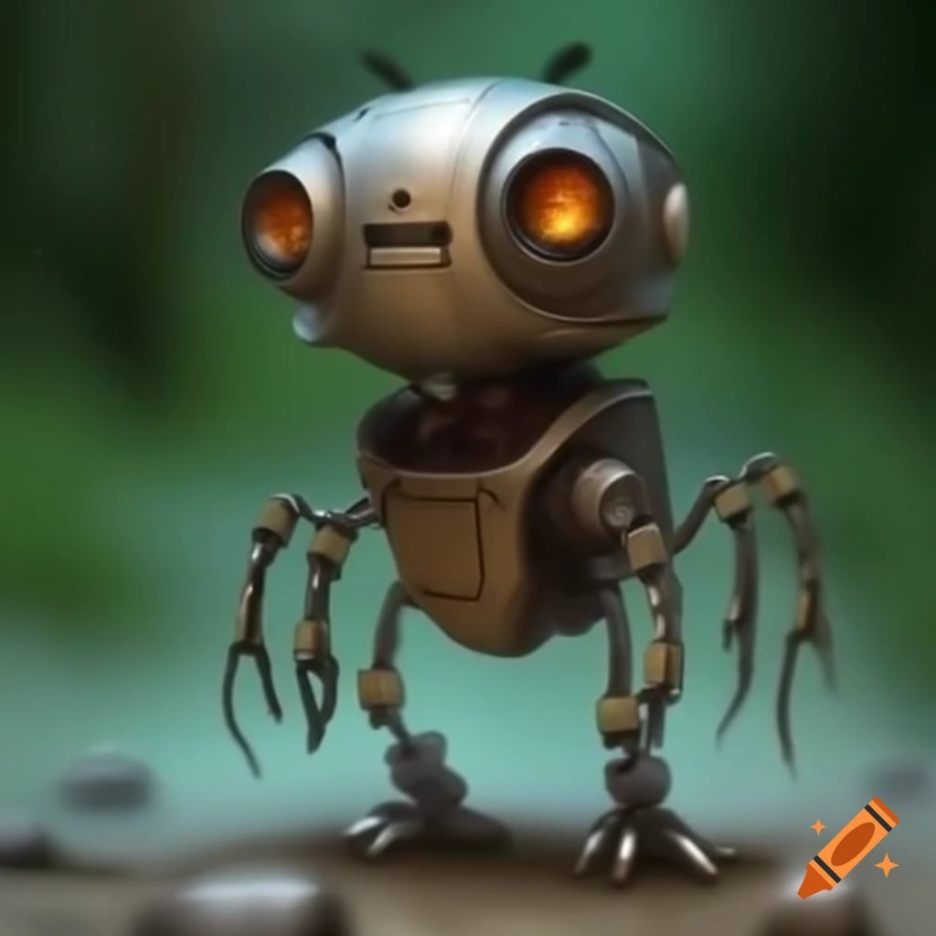 Steampunk vacuum with long robot legs designed for flying and collecting debris