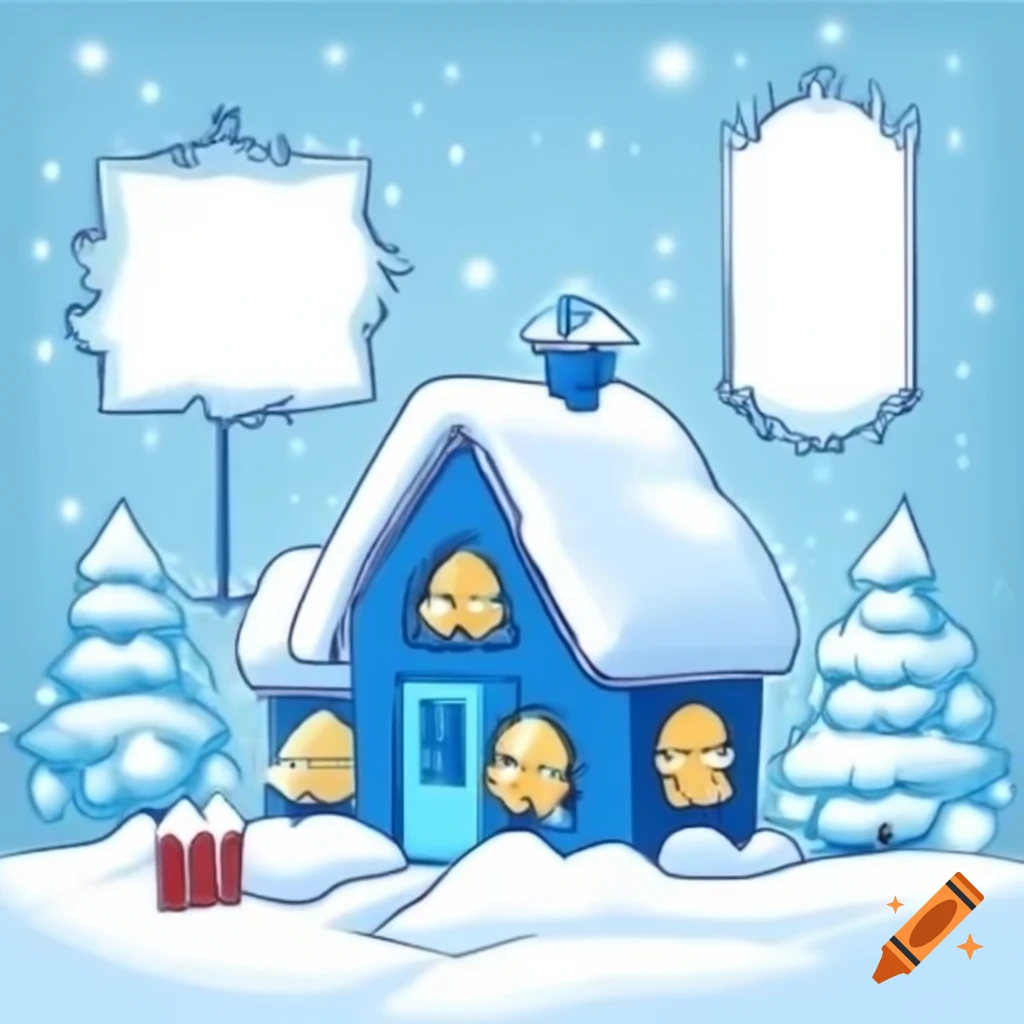 Cartoon town in winter featuring festive pinboard