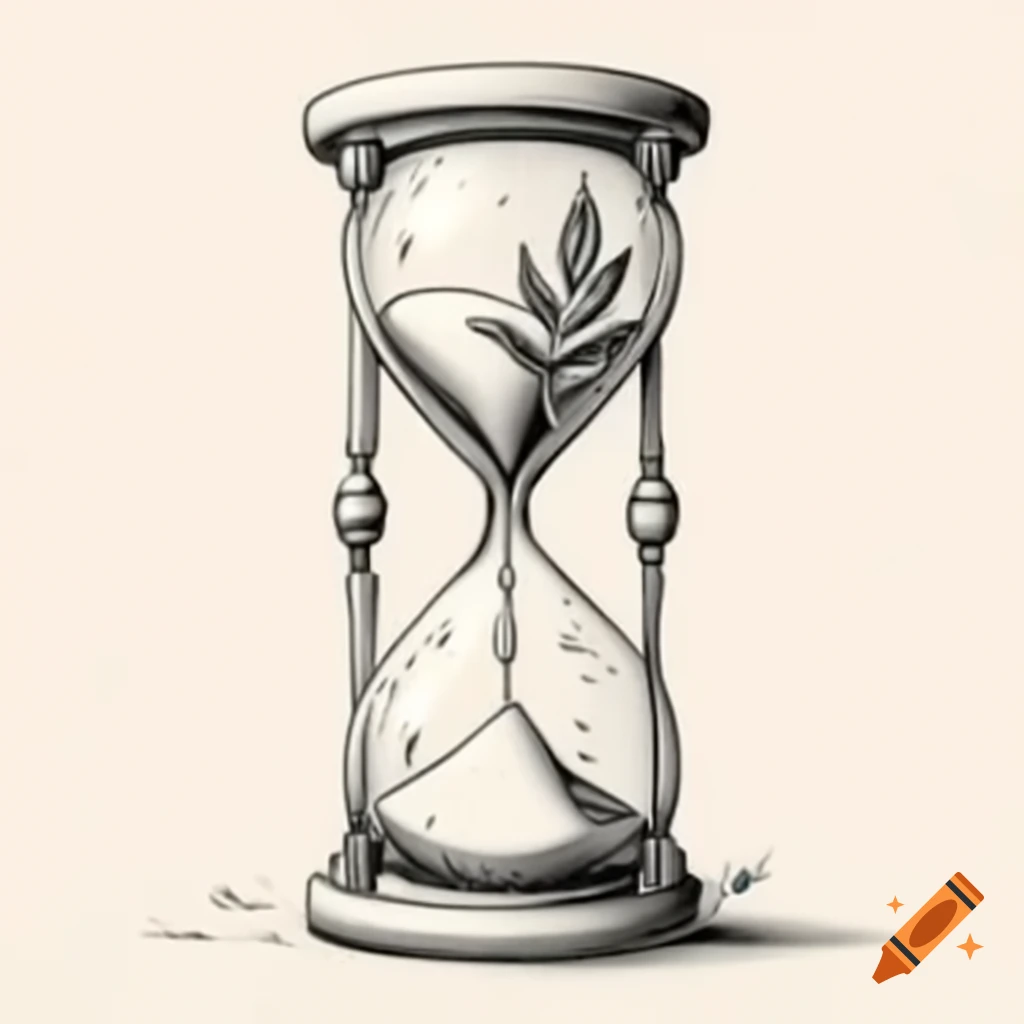 Tattoo design of an hourglass with a plant inside