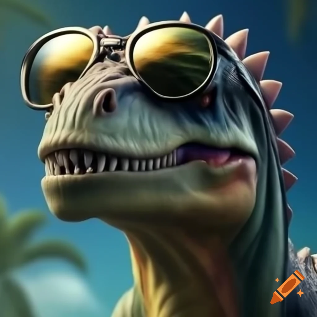Dinosaur wearing sunglasses in a cool pose